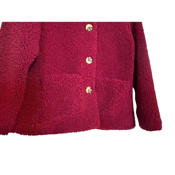 WONDER NATION Girls Size XL 14-16 Maroon Dark Red Teddy Bear Jacket - Picture 3 of 8